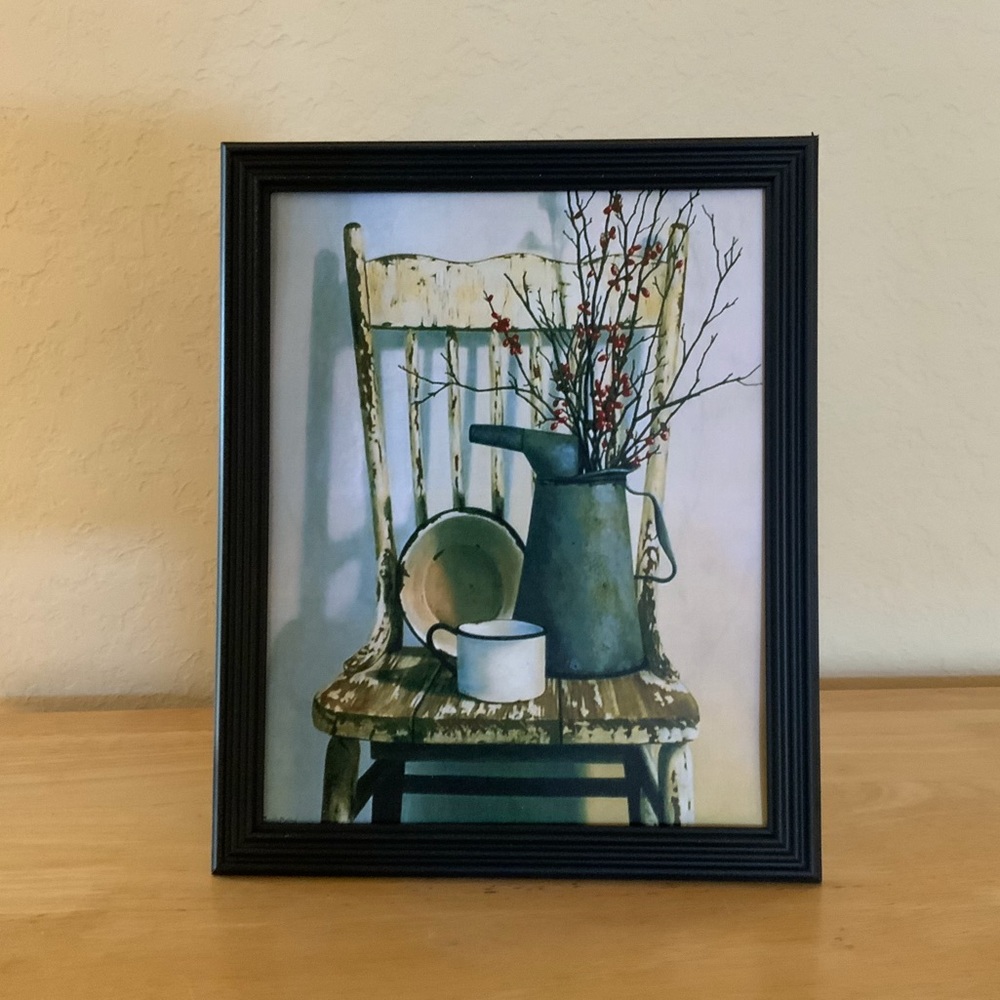 Farmhouse Primitive country chair picture 5x7 w/frame